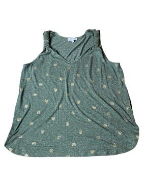 mySTYLE Orange/Green Gold Foil Print Tank Top - Size L/G